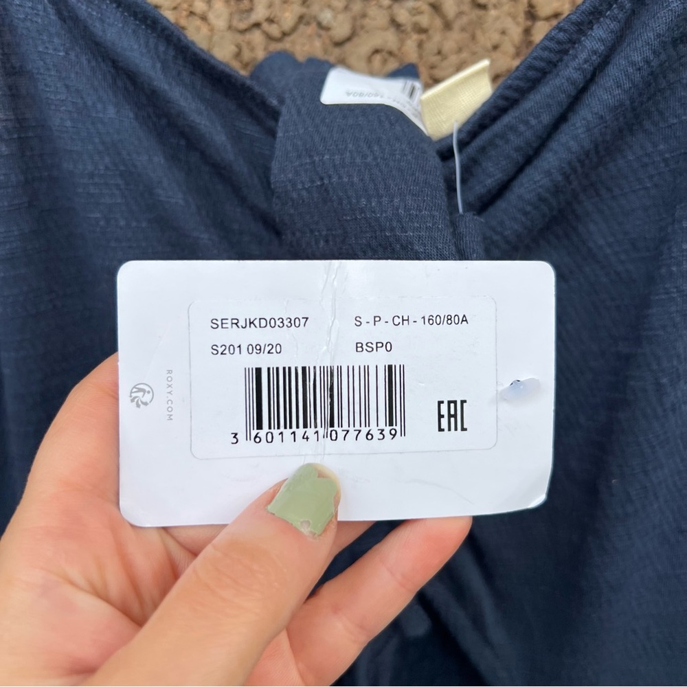 Roxy Navy Blue Spaghetti Strap Drawstring Cropped… - image 2